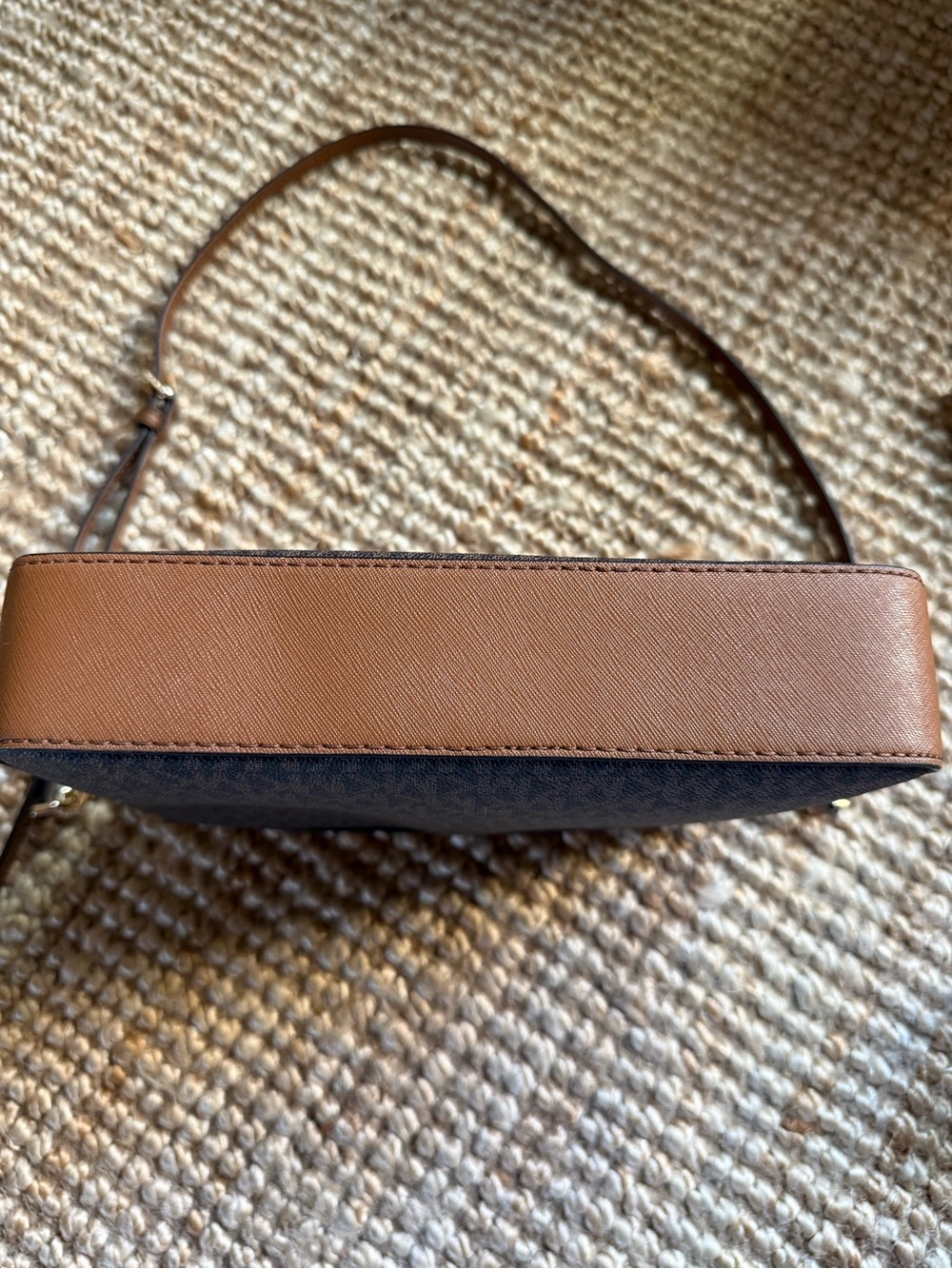 ⚜️ MICHAEL KORS SIGNATURE LOGO CROSSBODY BAG BROWN MONOGRAM GOLD CHAIN ⚜️ - Picture 10 of 14